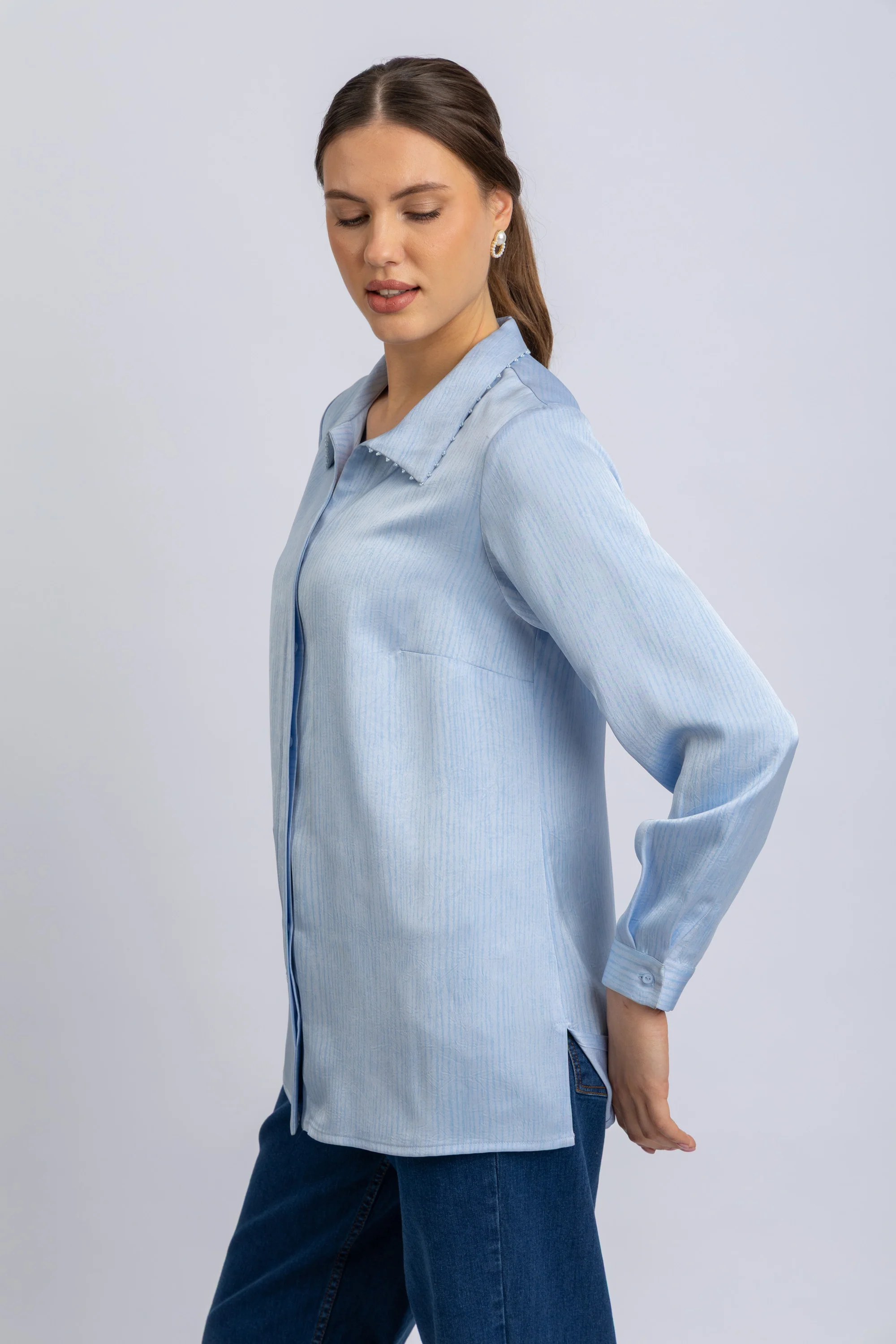 striped satin shirt - Image 2
