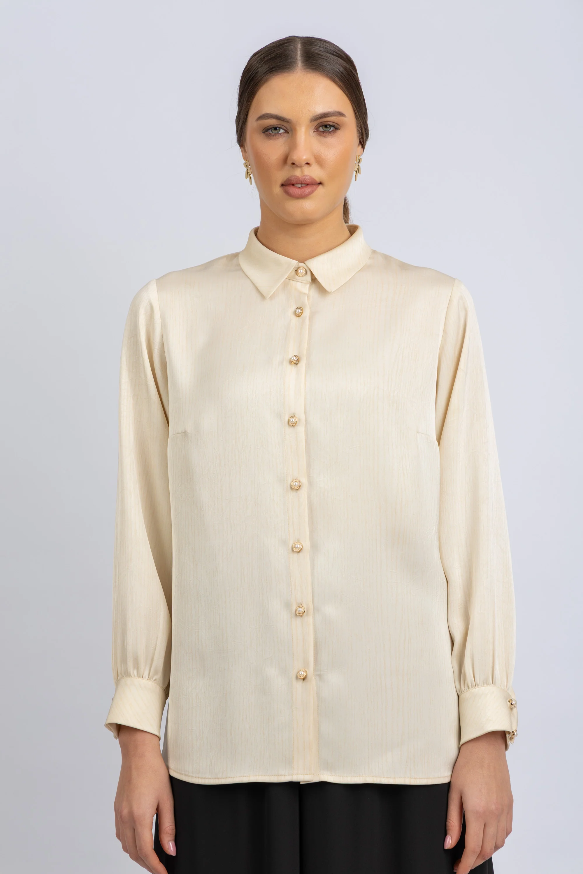 striped satin shirt