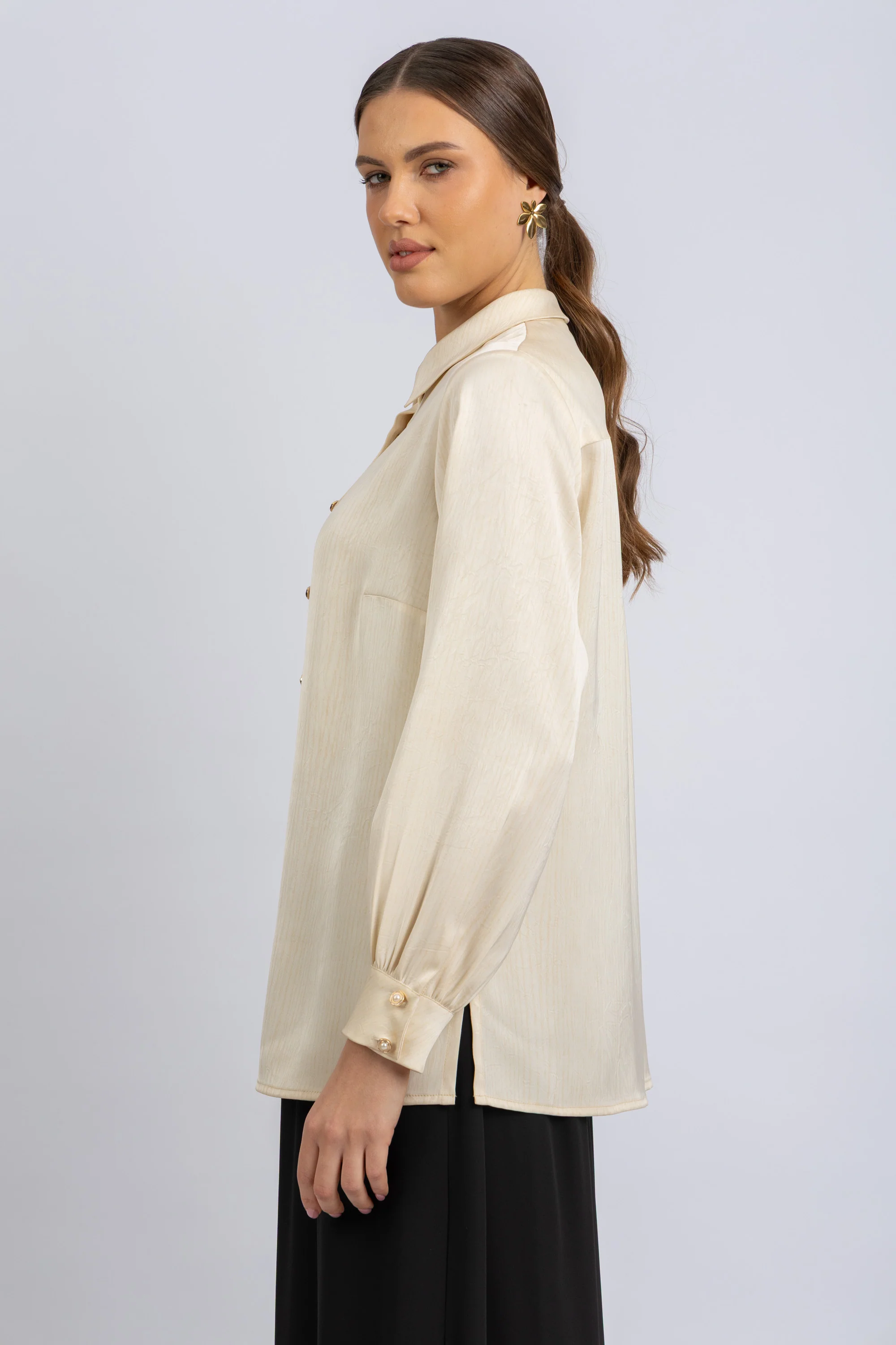 striped satin shirt - Image 3
